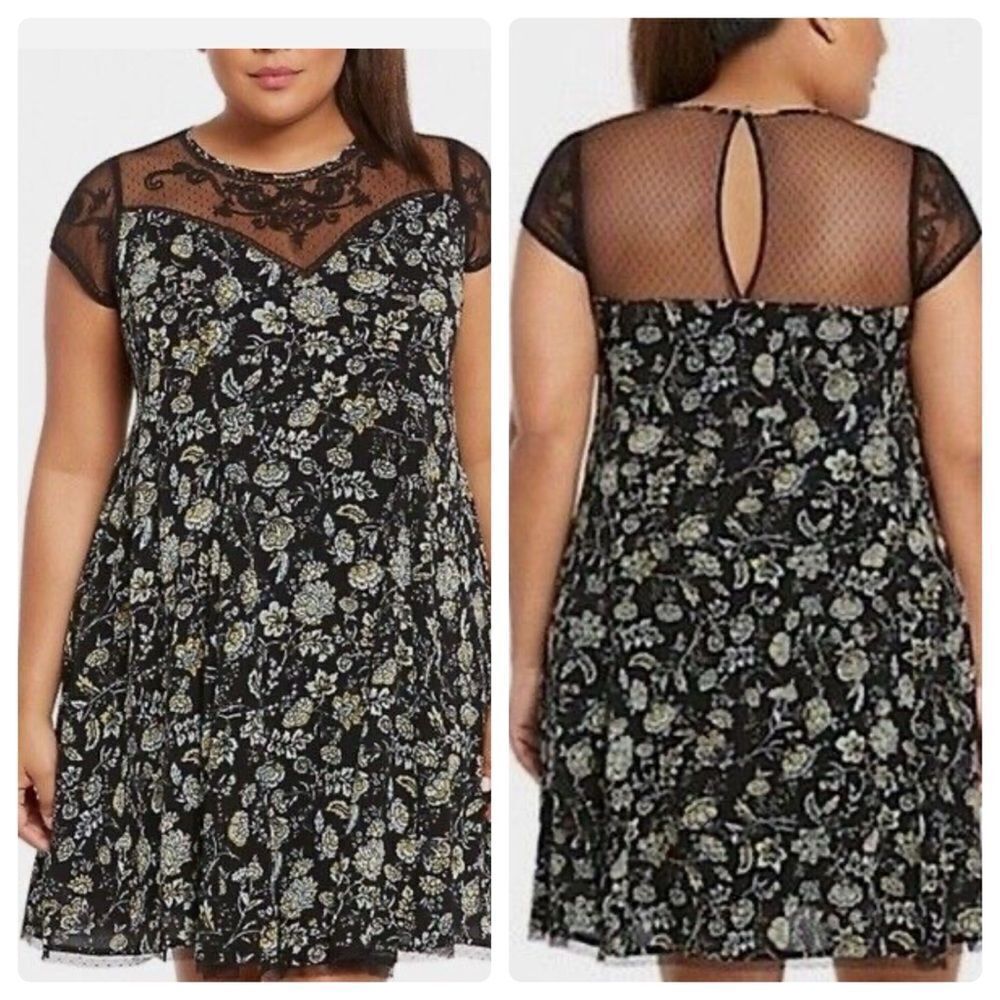 Torrid Cottagecore Floral Print Mesh See-Through Bodice & Sleeves -- Torrid 0